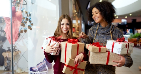 Women with Christmas gifts