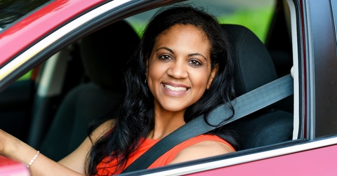 woman in car