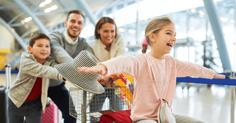 Happy family at airport