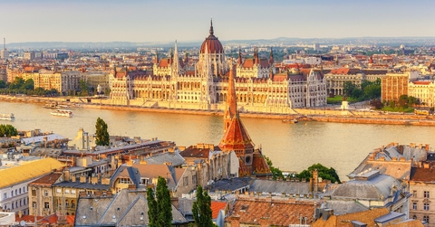 Budapest city skyline at Hungarian Parliament and Danube River