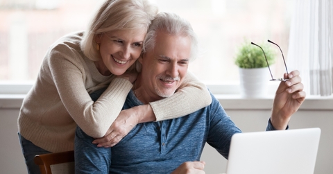 Couple looking at computer