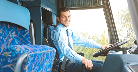 Bus driver smiling