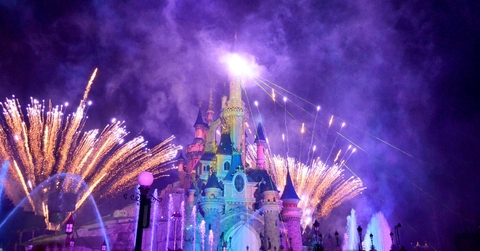 Euro Disney&#x27;s Disney Castle at night