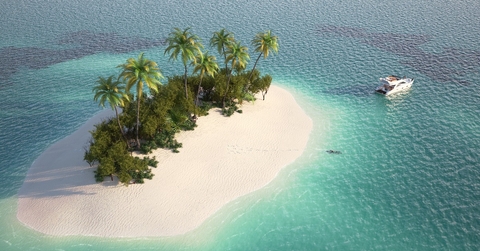 aerial view of paradise island