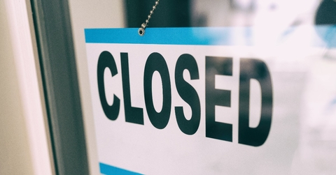Closed sign on retail business store window