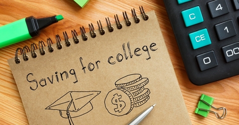 saving for college is shown on the conceptual photo using the text