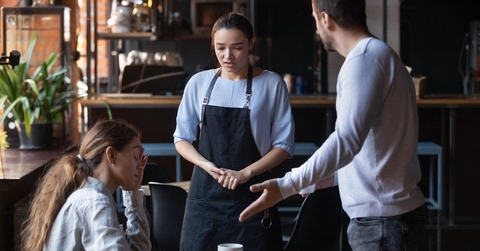 furious client couple get mad about cafe bad service