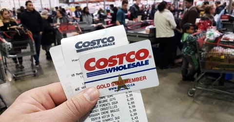 costco wholesale card in hand with receipt