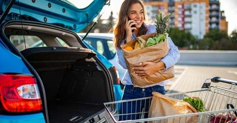 young woman shopping in a grocery store