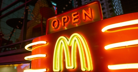 golden arches sign at McDonald's dessert bar in Shenzhen