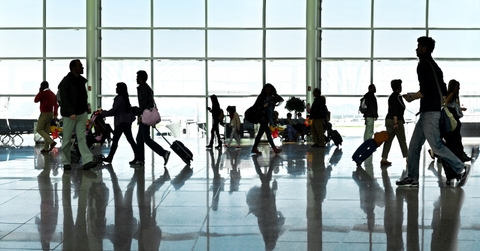 passengers in airport lounge