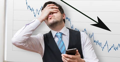 businessman is disappointed from losing in stock exchange 