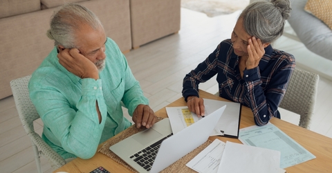 senior couple doing finances