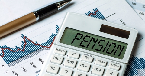 calculator showing pension on display