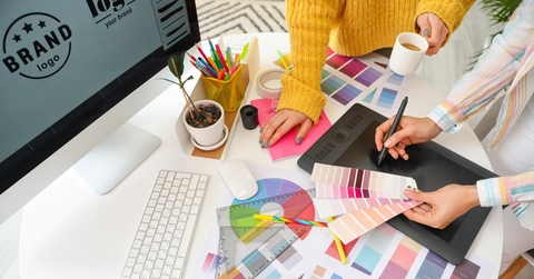 graphic designers working at office