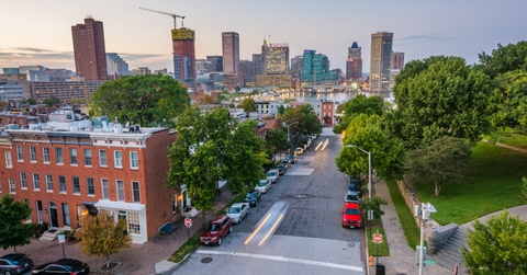 aerial view of baltimore