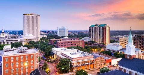 beautiful modern day buildings in tallahassee florida usa under purple sky