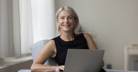 mature freelance businesswoman working from home