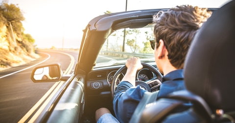 couple on convertible car