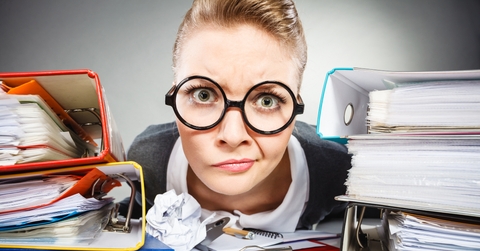 crazy thoughtful accountant businesswoman
