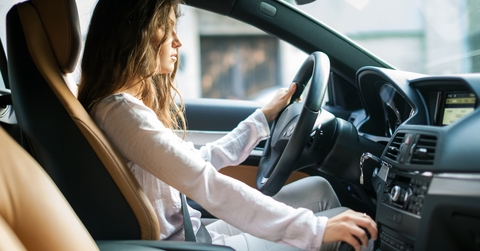 woman driving her car