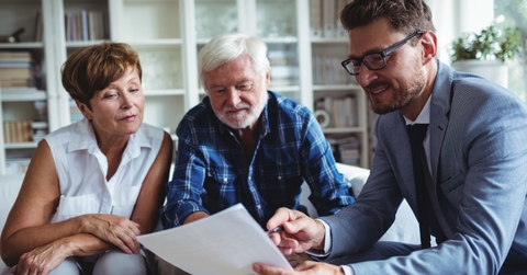 senior couple taking advice