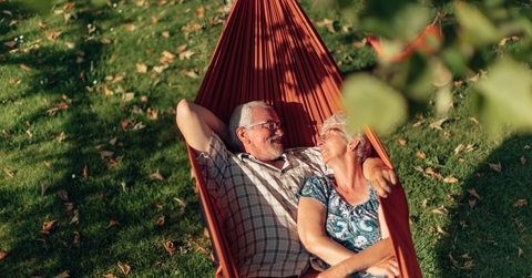 senior couple bonding on the hammock