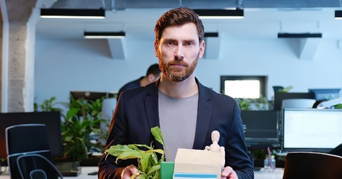 serious man going out of office