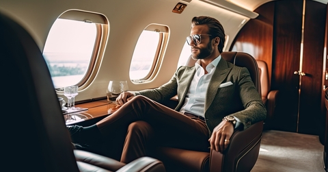 businessman in suit at jet