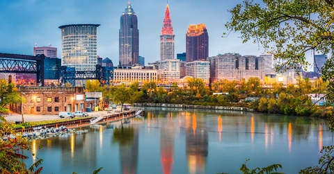skylines of cleveland ohio with lakeview