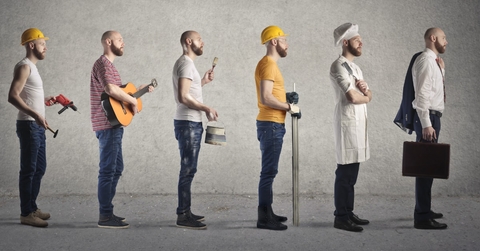 man portraying different job roles