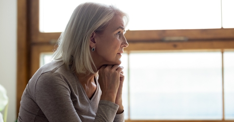 mature woman mourning