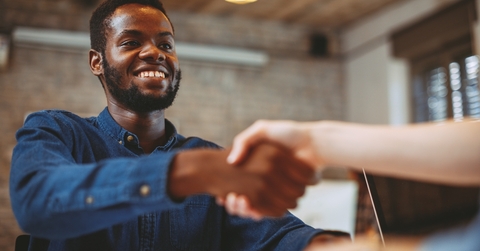 black man in a job interview