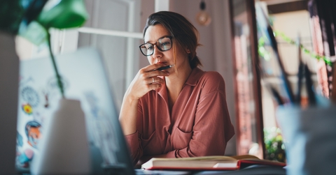businesswoman thinking about something