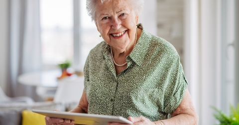 senior lady with tablet