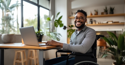 disabled man working from home