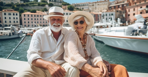senior couple traveling French Riviera