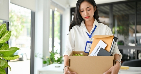 office worker quitting a job