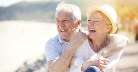 senior couple relaxing by the sea