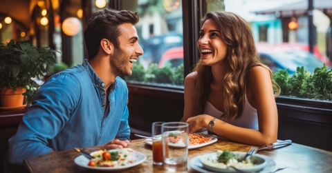 couple eating italian food 