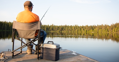 man fishing on a lake