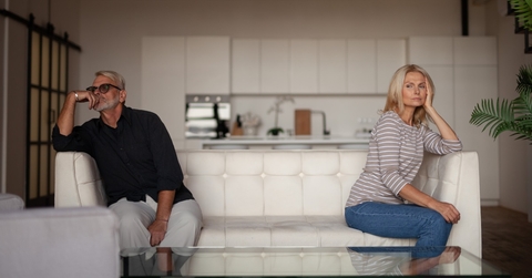 senior couple having argument at home