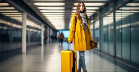 traveler with a yellow suitcase
