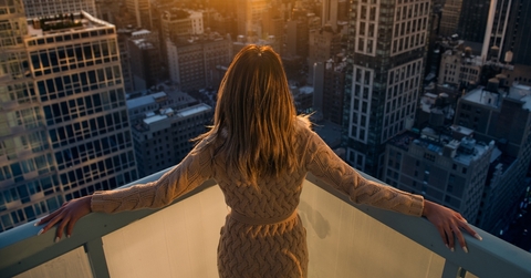 rich woman enjoy the sunset 