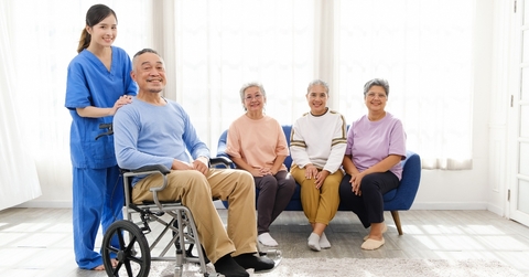 senior sitting in a wheelchair