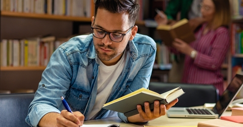 studying in the library