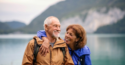 senior couple hiking