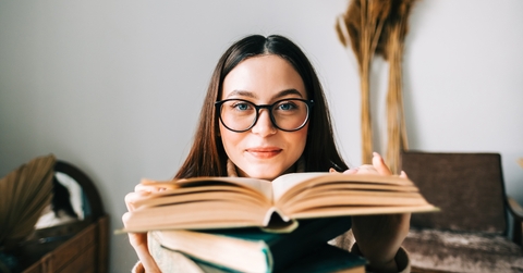 college student looking at camera