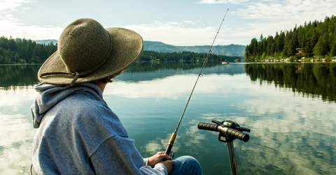 Disabled Women Fishing at Lake Idaho