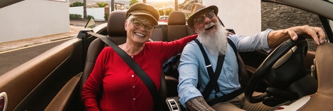 couple having fun inside car
